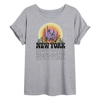 Juniors' New York Vintage Oversized Tee