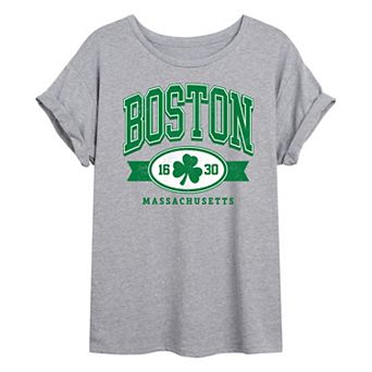 Juniors' Boston Clover Oversized Tee