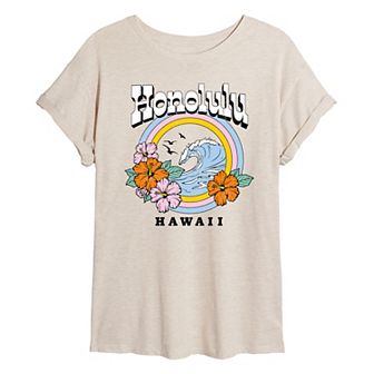 Juniors' Honolulu Hawaii Oversized Tee