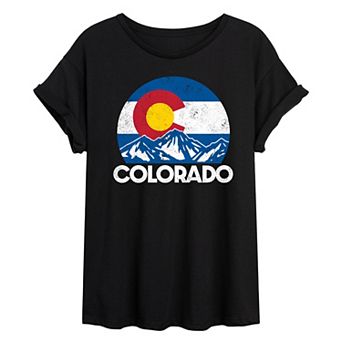 Juniors' Colorado Flag Oversized Tee