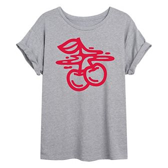 Juniors' Bold Cherries Oversized Tee