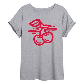 Juniors' Bold Cherries Oversized Tee