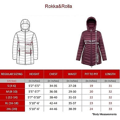 Women's Rokka&Rolla Long Packable Puffer Jacket
