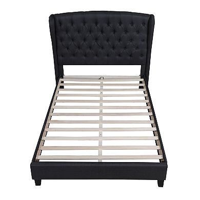Best Master Frances Solid Wood/Fabric Upholstery Cal King Platform Bed