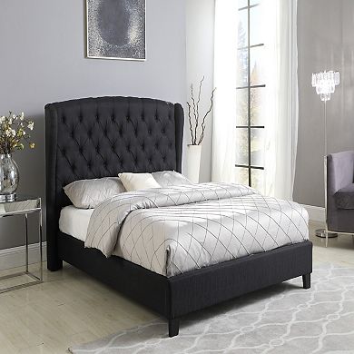Best Master Frances Solid Wood/Fabric Upholstery Cal King Platform Bed