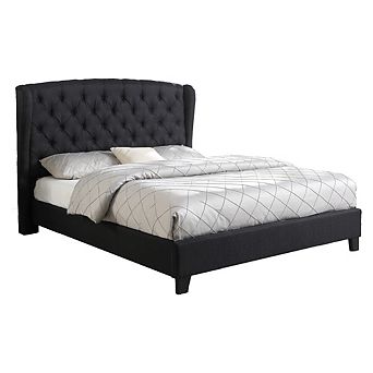 Best Master Frances Solid Wood/Fabric Upholstery Cal King Platform Bed