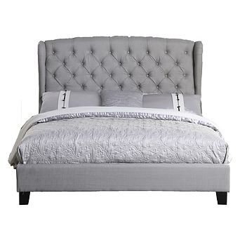 Best Master Frances Solid Wood/Fabric Upholstery Cal King Platform Bed