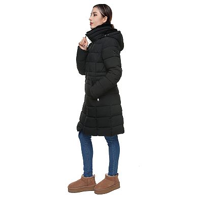 Women's Rokka&rolla Long Heavyweight Puffer Jacket With Fleece-lined Hood