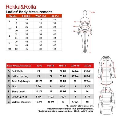 Women's Rokka&Rolla Long Heavyweight Puffer Jacket with Fleece-Lined Hood