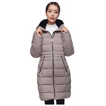 Women's Rokka&rolla Long Heavyweight Puffer Jacket With Fleece-lined Hood