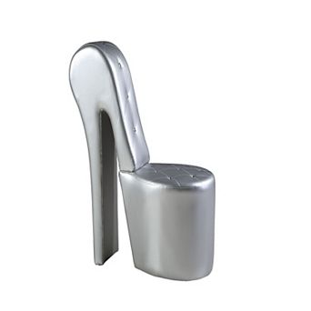 Best Master Furniture Jackson Silver Faux Leather High Heel Shoe Chair
