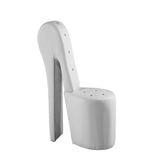 Best Master Furniture Jackson White Faux Leather High Heel Shoe Chair