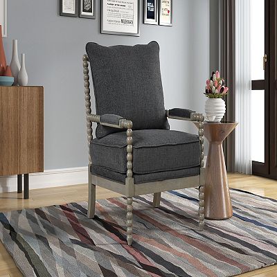 Best Master Furniture Hutch Charcoal Fabric Arm Chair in Antique Gray