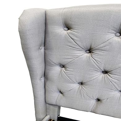 Best Master Frances Solid Wood/Fabric Upholstery Queen Platform Bed
