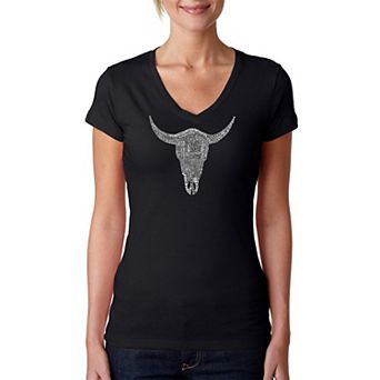Country Musics All Time Hits - Women's Word Art V-Neck T-Shirt
