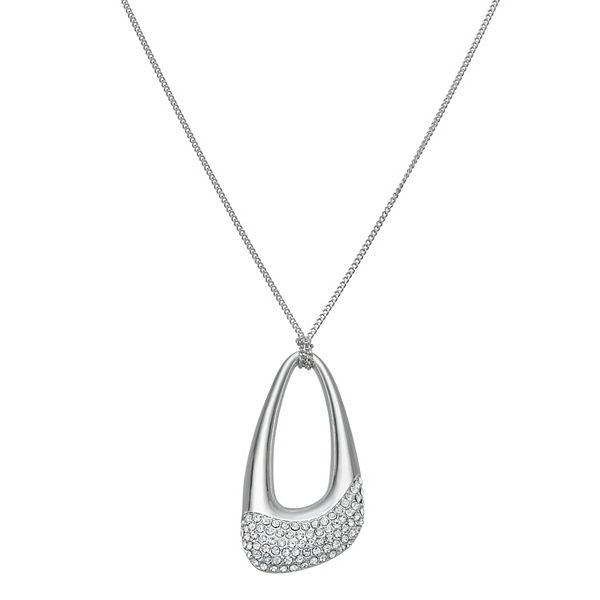 Nine West Silver Tone Pave Pendant Necklace