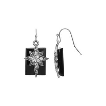 Symbols Of Faith Silver Tone Crystal Star Of Bethlehem Drop Earrings
