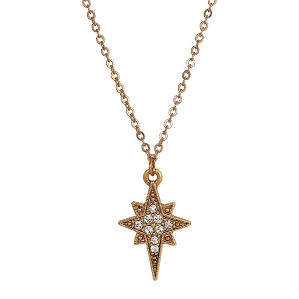 Symbols Of Faith Gold Tone Crystal Star Of Bethlehem Pendant Necklace