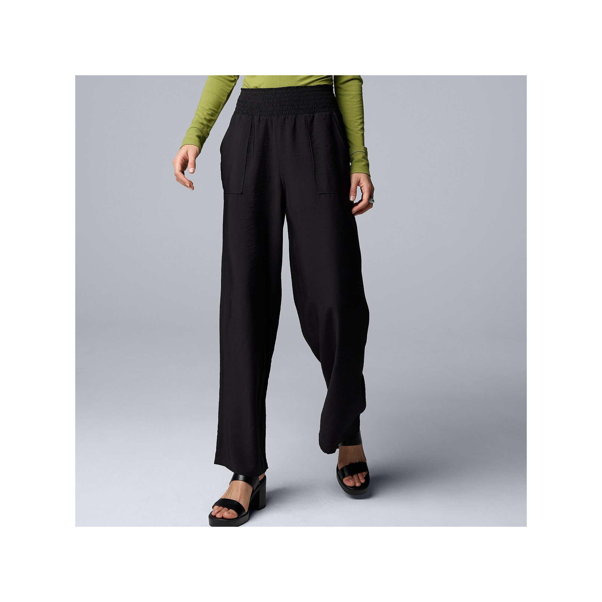 Womens Simply Vera Vera Wang Wide Leg Travel Pants, Size: XS, Black