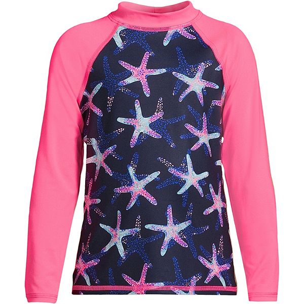 Girls 220 Lands' End Long Sleeve Mock Neck Rash Guard