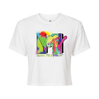 Juniors' MTV Colorful Paint Cropped Tee