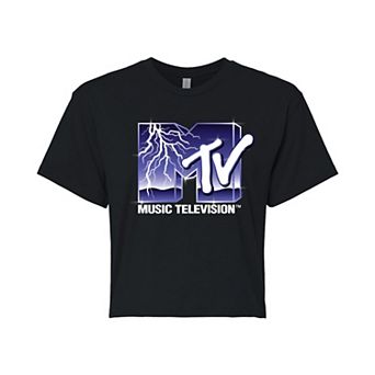 Juniors' MTV Lightning Cropped Tee