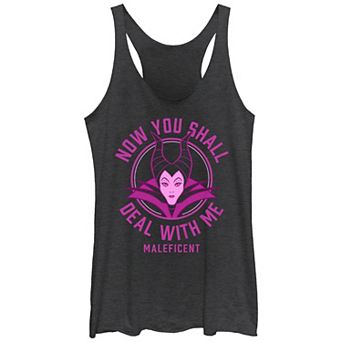 Disney Villains Sleeping Beauty Maleficent Now You Shall Deal With Me Juniors' Tri-Blend Racerback Tank Top