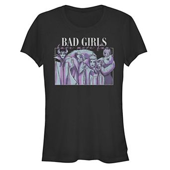 Disney Villains Bad Girls Have More Fun Fluorescent Color Portrait Juniors' Fitted Graphic Tee