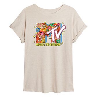 Juniors' MTV Retro Collage Oversized Tee