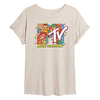 Juniors' MTV Retro Collage Oversized Tee