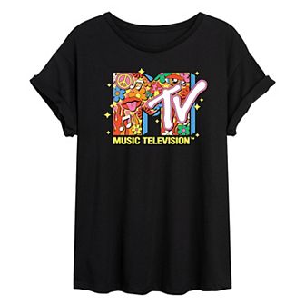 Juniors' MTV Retro Collage Oversized Tee