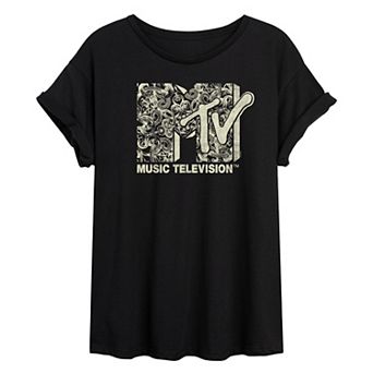 Juniors' MTV Brocade Oversized Tee
