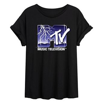 Juniors' MTV Lightning Oversized Tee