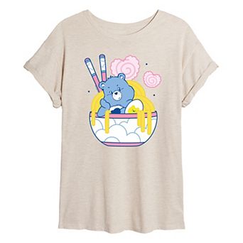 Juniors' Care Bears Grumpy Ramen Bowl Oversized Tee
