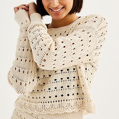 Juniors' SO® Crochet Pullover Sweater