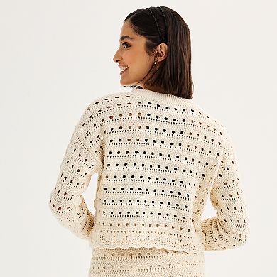 Juniors' SO® Crochet Pullover Sweater
