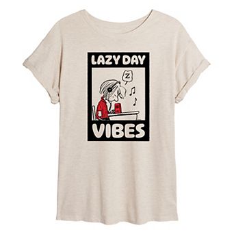 Juniors' Peanuts Lazy Day Vibes Oversized Tee