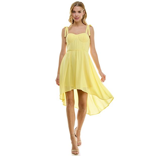 Juniors' Lily Rose Tie Shoulder Molded Cup High-Low Dress