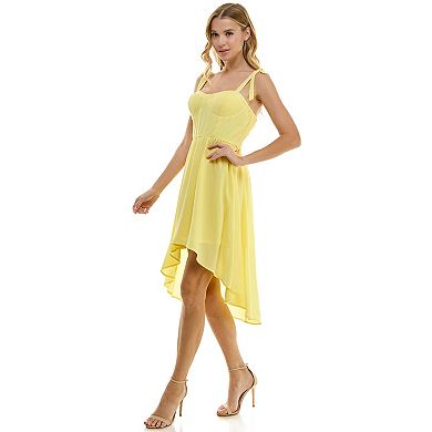 Juniors' Lily Rose Tie Shoulder Molded Cup High-Low Dress