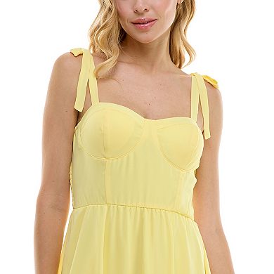 Juniors' Lily Rose Tie Shoulder Molded Cup High-Low Dress