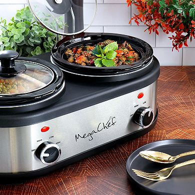 MegaChef Dual 1.5-L Dual Crock Buffet Slow Cooker