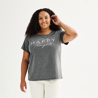 Women's Plus Size "Think Happy Thoughts" Graphic Tee