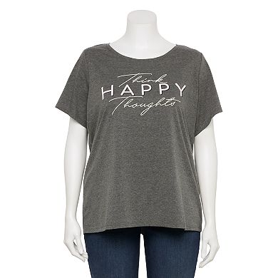Women's Plus Size "Think Happy Thoughts" Graphic Tee