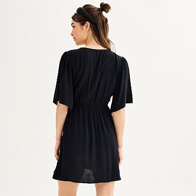 black wrap skater dress Torrid Black Size 5X Cold Shoulder Wrap Skater Mini Dress Size 5X NWT