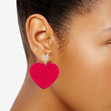 Celebrate Together Seed Bead Heart Drop Earrings