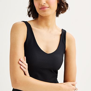 Juniors' SO® Sporty V Neck Cropped Tank Top