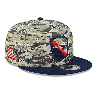 Men s New Era Camo Navy New England Patriots 2023 Salute To Service 9FIFTY Snapback Hat