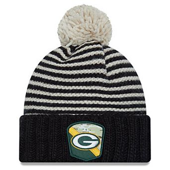 Women's New Era Black Green Bay Packers 2023 Salute To Service Cuffed Pom Knit Hat