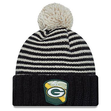 Women's New Era  Black Green Bay Packers 2023 Salute To Service Cuffed Pom Knit Hat