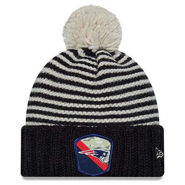 Women s New Era Black New England Patriots 2023 Salute To Service Cuffed Pom Knit Hat